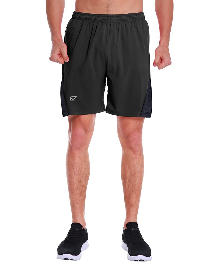 EZRUN Men's 7 Inch Quick Dry Running Shorts Workout Sport Fitness Short with Liner Zip Pocket(Black,L) - Image 2